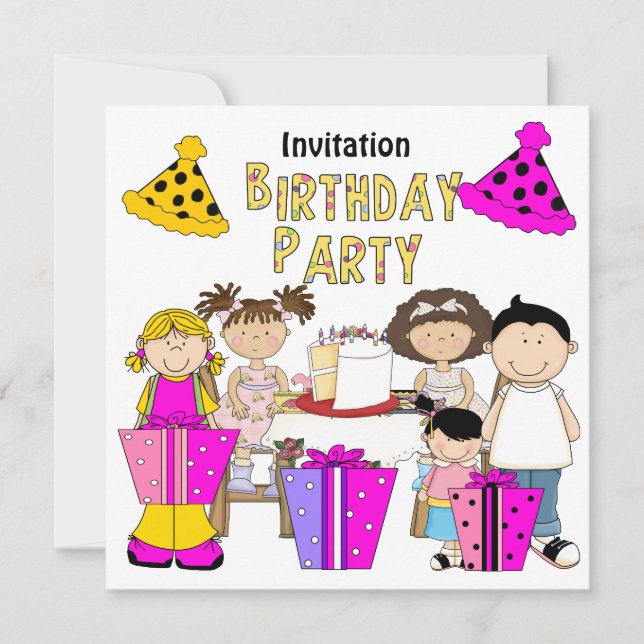 Invitation Faisons la Fête Anniversaire Filles Gar (Devant)
