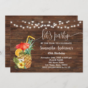 Invitation Faisons la fête au bord de la piscine Adultes Anni