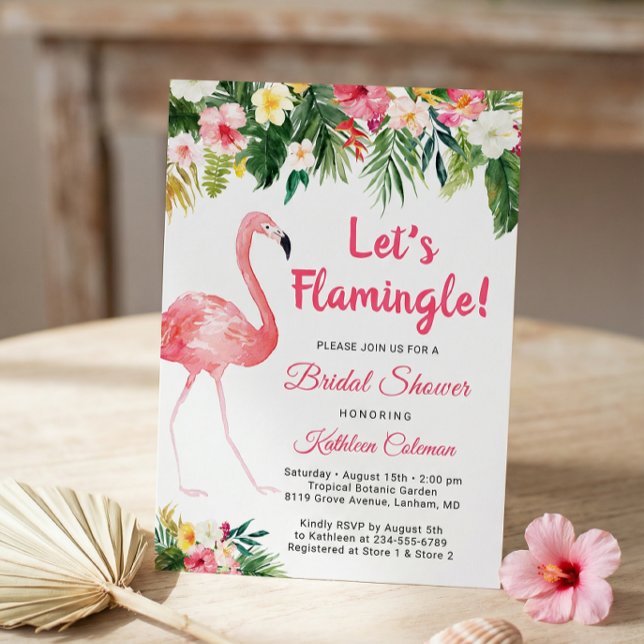 Invitation Faisons la fête aux flamants roses Fleurs Tropical (Créateur téléchargé)