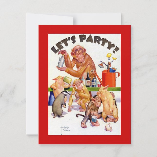 Invitation Faisons la fête aux singes (Devant)