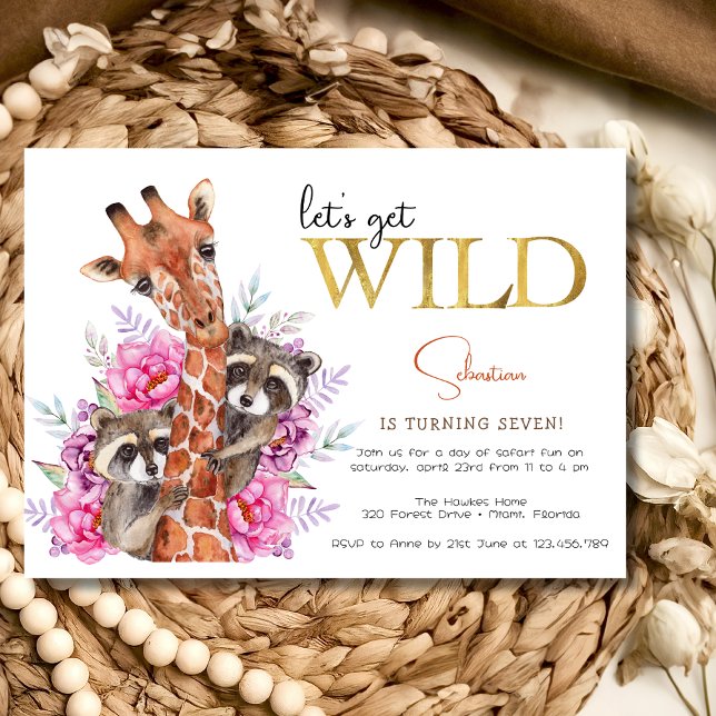Invitation Faisons la fête avec des animaux sauvages de safar (Créateur téléchargé)