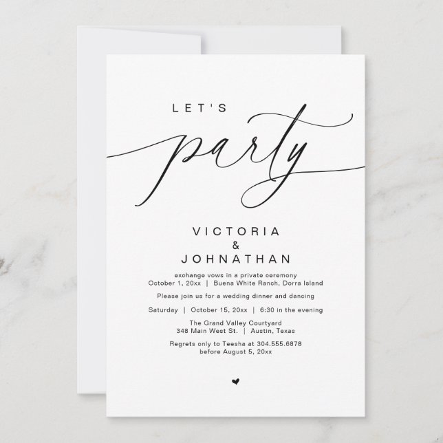 Invitation Faisons la fête avec joie après le dîner Mariage (Devant)