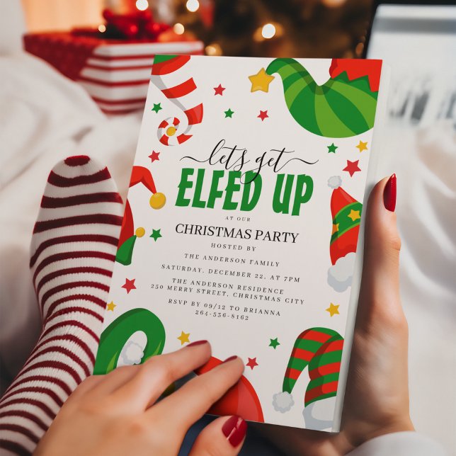 Invitation Faisons la fête avec les elfes | Fête de Noël (Créateur téléchargé)