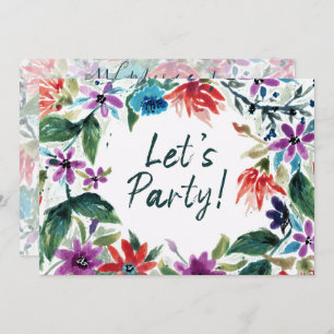 Invitation Faisons la fête !   Belle aquarelle perdue Florale