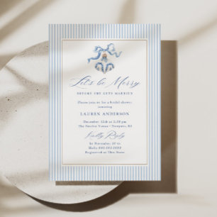 Invitation Faisons la Fête Blue Christmas Bridal Shower