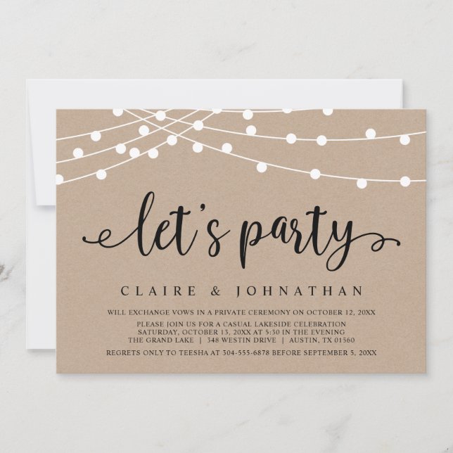 Invitation Faisons la fête, Célébration de mariage en fuite,  (Devant)