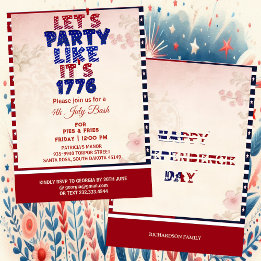 Invitation Faisons la fête comme c'est Shabby Chic 1776 4 jui
