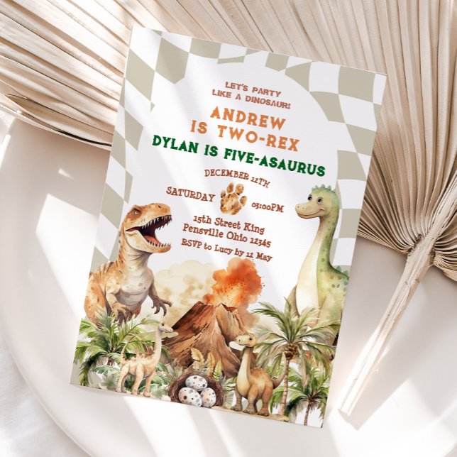 Invitation Faisons la fête comme les frères Dinosaur Annivers (Créateur téléchargé)
