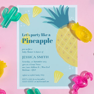 Invitation Faisons la fête comme un Baby shower d'ananas