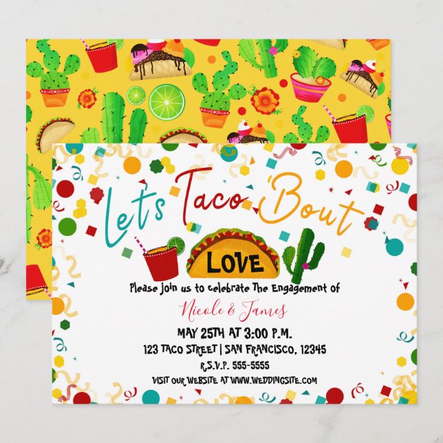 Invitation Faisons la Fête de l'Amour Fiançailles Mariage Fie (Devant / Derrière)