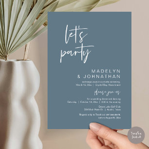 Invitation Faisons la fête, dîner d'Elopement Mariage et dans