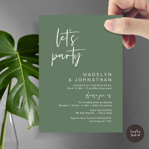 Invitation Faisons la fête, dîner d'Elopement Mariage et dans