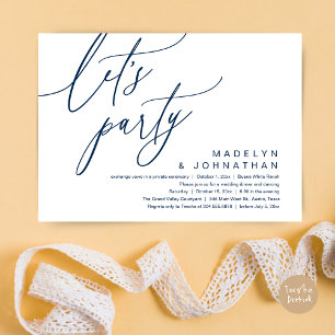 Invitation Faisons la fête, dîner Mariage romantique et danse
