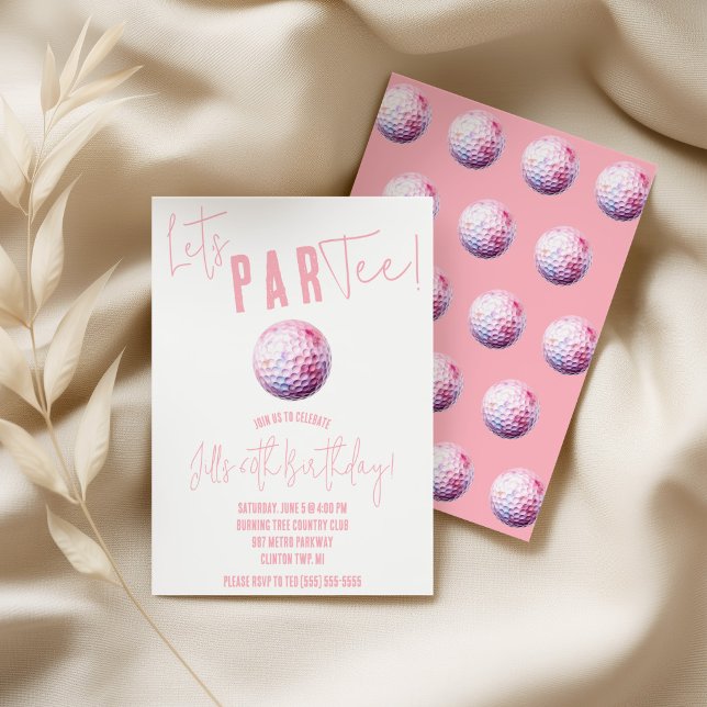 Invitation Faisons la fête ! Fête sur le thème de golf rose e (Créateur téléchargé)