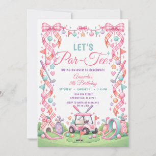 Invitation Faisons la Fête Fille de Golf Arc-en-ciel Rose Fêt