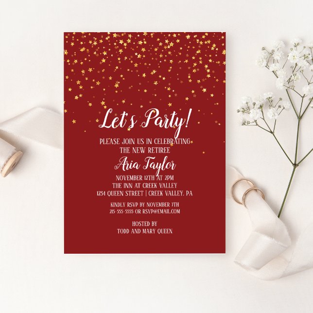 Invitation Faisons la fête Gold Confetti sur la retraite de B (Créateur téléchargé)