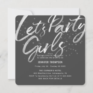 Invitation Faisons la fête Grey & Blush Bachelorette Party