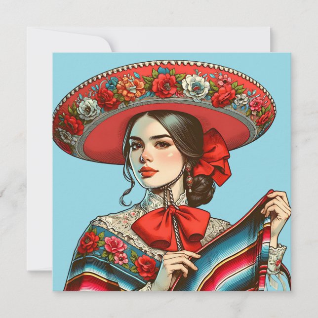 Invitation Faisons la Fête Groovy Fête Chapeau Mexicain  (Devant)