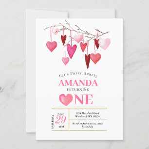 Invitation Faisons la fête Hearty Valentine Balloon 1er anniv