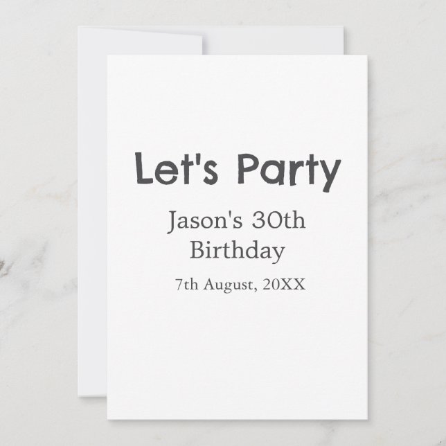Invitation Faisons la fête heureux 30e anniversaire simple no (Devant)