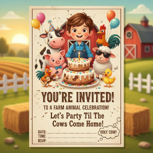 Invitation Faisons la fête jusqu'à ce que les vaches rentrent