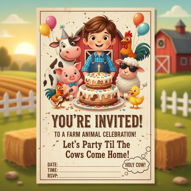 Invitation Faisons la fête jusqu'à ce que les vaches rentrent (Créateur téléchargé)