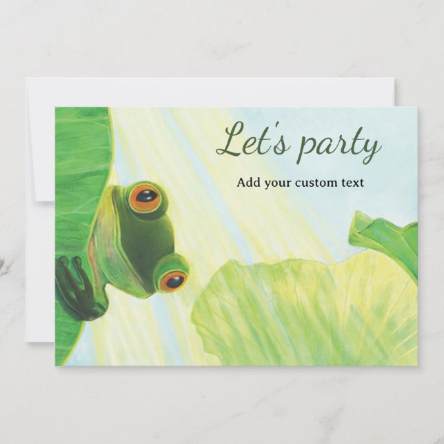 Invitation Faisons la fête - La grenouille verte aux yeux gra (Devant)