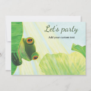 Invitation Faisons la fête - La grenouille verte aux yeux gra