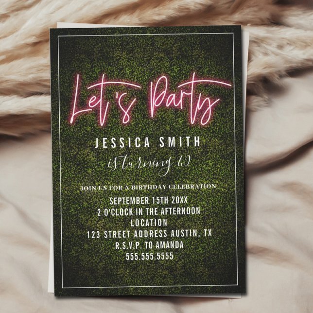 Invitation Faisons la fête Neon Boxwood Anniversaire (Créateur téléchargé)