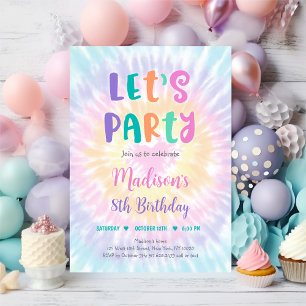 Invitation Faisons la fête Pastel Tie Dye Boho Hippie Anniver