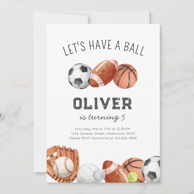 Invitation Faisons la fête pour un anniversaire sportif  (Devant)