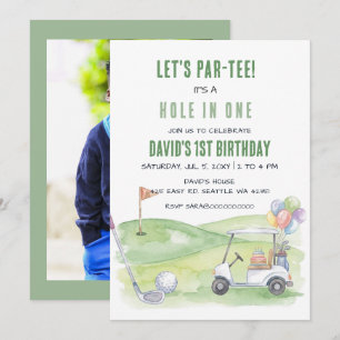 Invitation Faisons la fête pour un trou en un de golf Photo A