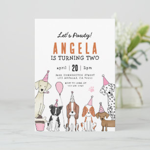 Invitation Faisons la Fête Puppy Fête Anniversaire Chien Fill