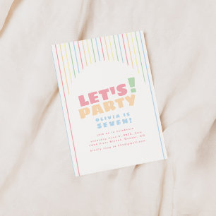 Invitation Faisons la fête Rainbow Stripes Anniversaire Invit