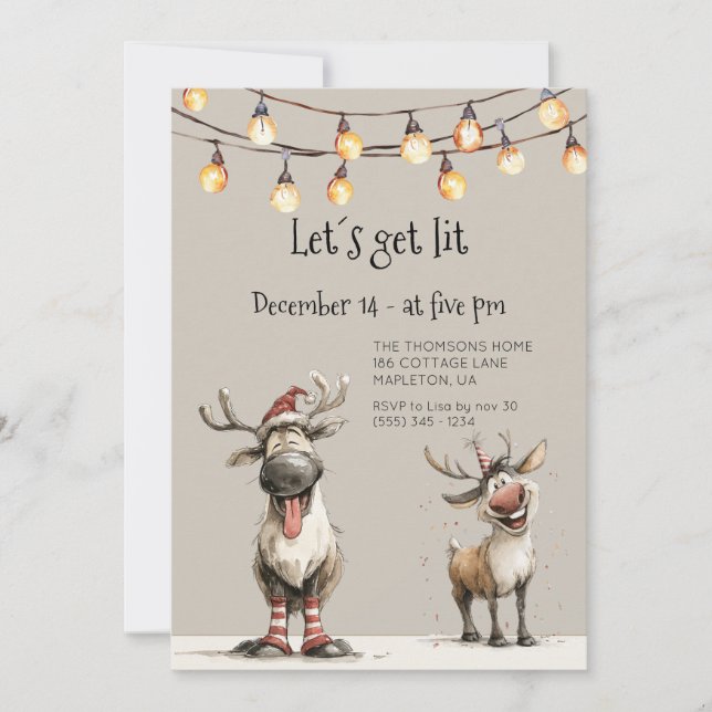 Invitation Faisons la fête, réveillon de Noël amusant avec de (Devant)