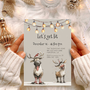 Invitation Faisons la fête, réveillon de Noël amusant avec de