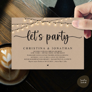 Invitation Faisons la fête, Rustic Mariage Dinner Elopement