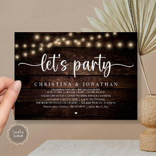 Invitation Faisons la fête, Rustic Mariage Dinner Elopement