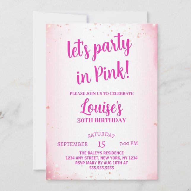 Invitation Faisons la fête Trente Funny Pink 30e fête d'anniv (Devant)