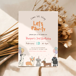 Invitation Faisons la Fête Watercolor Chiot Mignon Anniversai