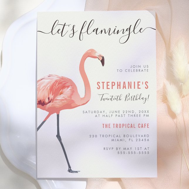 Invitation Faisons le Flamingle | Fête d'anniversaire Moderne (Créateur téléchargé)