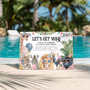 Invitation Faisons les Fous Anniversaire Animaux de la Jungle