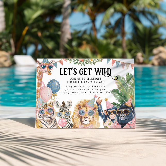 Invitation Faisons les Fous Anniversaire Animaux de la Jungle (Créateur téléchargé)