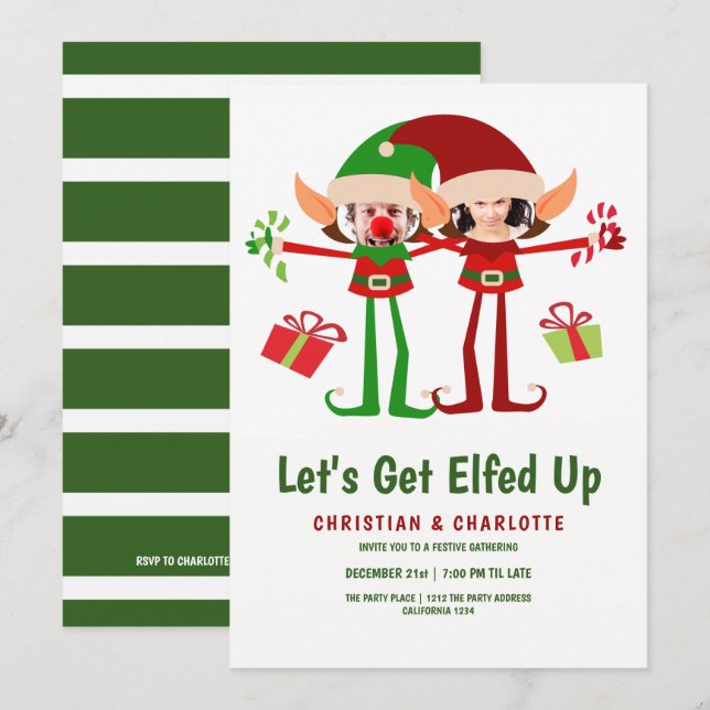 Invitation Faisons-nous Elfed jusqu'à la fête de Noël personn (Devant / Derrière)