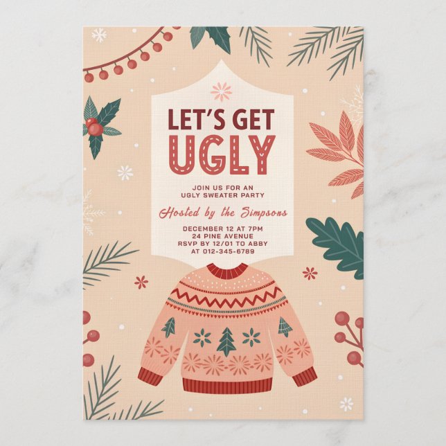 Invitation Faisons-nous Laids Fête de Noël Pull de Noël Ugly  (Devant)