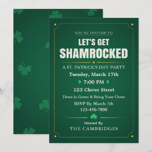 Invitation Faisons-nous Shamrocker Motif Vintage Vert et Or