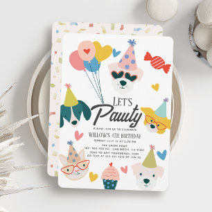 Invitation Faisons Pawty Chiens & Ballons de chat Anniversair