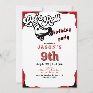 Invitation Faisons Rouger le Garçon Rouge et Noir Fête d'anni