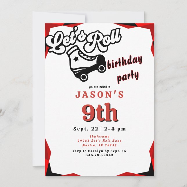 Invitation Faisons Rouger le Garçon Rouge et Noir Fête d'anni (Devant)