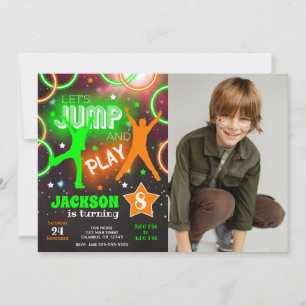 Invitation Faisons sauter Bounce Neon Trampoline Park Anniver